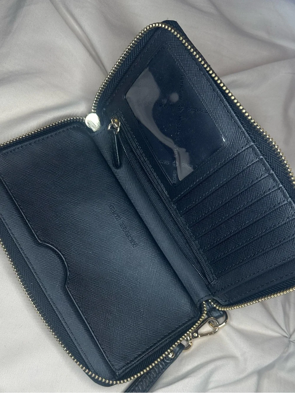 Michael Kors Black Pebbled Leather Zip Wristlet Wallet